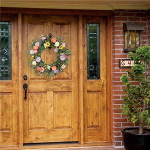 Artificial Flower Wreath,20” Purple Yellow White Pink Floral Spring Summer